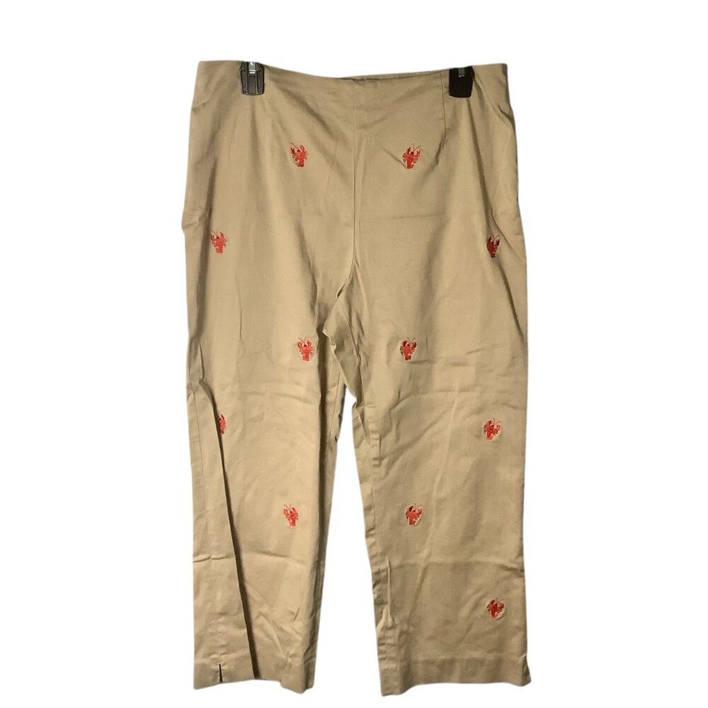 Catherine Stewart Embroidered Lobster Ankle Pants Women Size 12 Cotton‎ Nautical